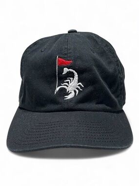 Gente Fina Golf Scorpion Flag Black Embroidered Strapback Cap Adjustable Dad Hat